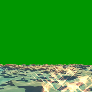 Anime Ocean Waves Loop Green Screen 11