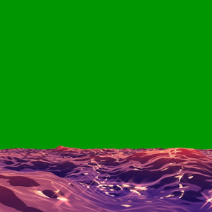 Anime Ocean Waves Loop Green Screen 12
