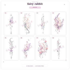 【VRC向け/Free有り】Fairy Rabbit Tattoo pack 8種.２K+４K 缩略图 5