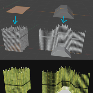 【blender】Geometry Node : 竹の柵