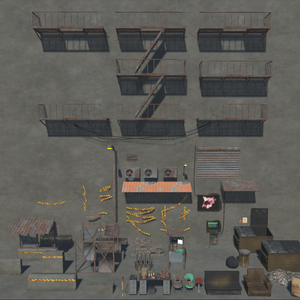 Low Poly Cyberpunk Street Props (Meat Rack assets)