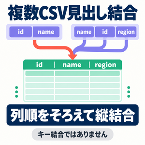複数CSV見出し結合｜列順をそろえて1ファイル化