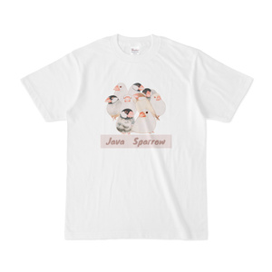 Java　Sparrow　９羽ぎゅうぎゅう文鳥Tシャツ