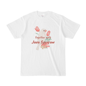 Java Sparrow チューリップと文鳥Tシャツ