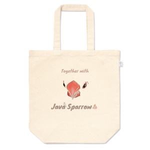 Java Sparrow 正面顔パステルロゴ　トートバッグ