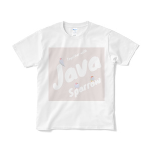 【短納期】 Java Sparrow ロゴに乗った３羽Tシャツ