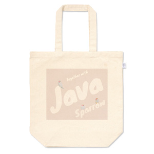 Java Sparrow ロゴに乗った３羽トートバッグ