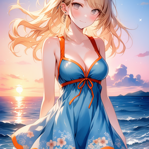 夕日×サマーワンピース