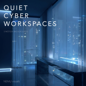 【縦動画素材】Quiet Cyber Workspaces Vol.1｜静かな近未来ワークスペース背景ループ集（5本セット）