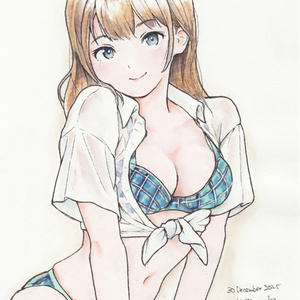B6 size original drawing: "Wet shirt and swimsuit"