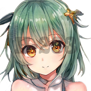 【商用利用可能】AIアニメガール『緑』（下書き以外は透過済み5セット）