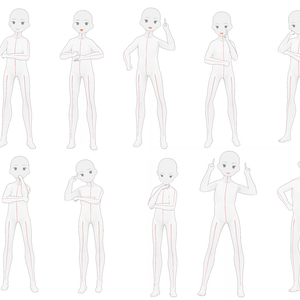 閃いた、思いついた、考える、悩むポーズ【少年イラストトレス素材】