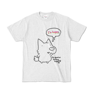 幸せなウルフのシンプルTシャツ