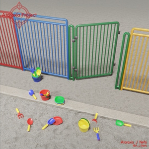 Sandbox fence & toys