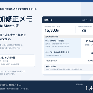 追加修正メモ Google Sheets版｜Web制作の変更内容・追加費用・説明文を整理
