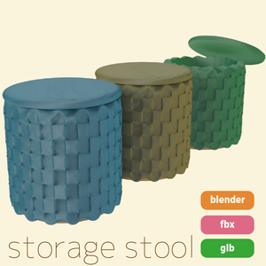 収納付きスツール（blender/fbx/glb）