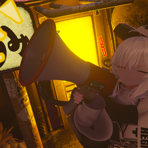 【VRChat想定】メガホン・On/Off、ワールド固定、サイレンなどのギミック付き
