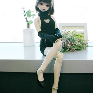 ハート開きニットワンピースセットブラック 1/3 SD
