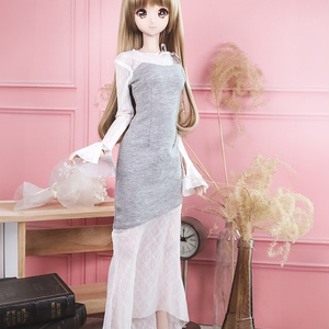 スリムロングワンピースグレー 1/3 SD