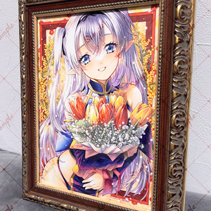 手描きイラスト オリジナル 「花海の人魚」 原画 創作 女の子