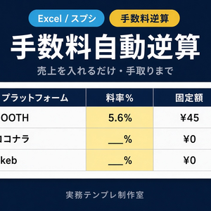 【Excel/スプシ】プラットフォーム手数料自動逆算シート｜BOOTH・ココナラ・クラウドワークス・Skeb対応