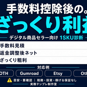 【無料】手数料控除後のざっくり利益診断シート｜BOOTH・Gumroad・Etsy対応（Excel/スプシ）