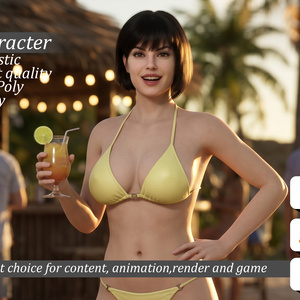 Rosalie Realistic Stylized Female Character Summer Pool Low-poly 3D model