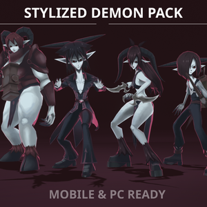 【3D Model】Stylized Demon Pack (4 Characters + Weapons + Animations)