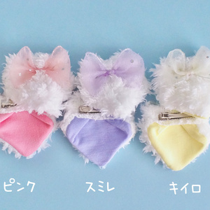 リボン ヘアクリップ パステルピンク ギンガムチェック いちご