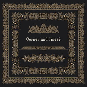 ビンテージリボンのフレーム素材セット - Collection of old ribbons