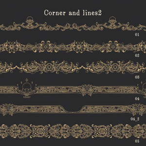 ビンテージリボンのフレーム素材セット - Collection of old ribbons