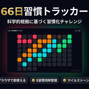 【66日チャレンジ】デジタル習慣トラッカー｜5習慣同時管理・マイルストーン祝福機能つき