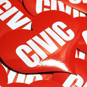 CIVIC HEART RED STICKER - シビック ハート レッド ステッカー  / HONDA ホンダ JDM 無限 USDM hellaflush
