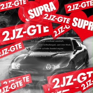 2JZ-GTE RED STICKER - ステッカー / JDM USDM カスタム SUPRA スープラ ARIST D1ドリフト