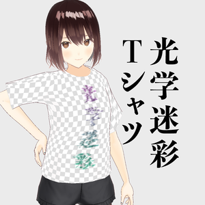 [アバター衣装]  ”光学迷彩” Tシャツ（文字ノイズ無し版もセット） / #VRoid 正式版