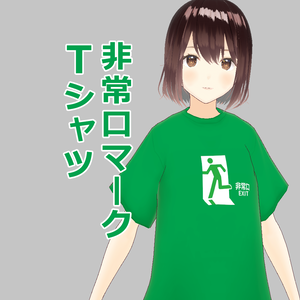[アバター衣装] 非常口（EXIT）マーク Tシャツ（緑・白） / #VRoid 正式版