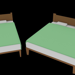 【3Dモデル】ベッド2種（シングルとダブル）