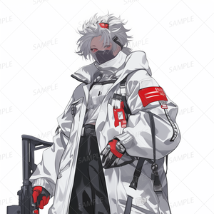 A0020：白装束のストリート系戦闘員[立ち絵・縦画面]