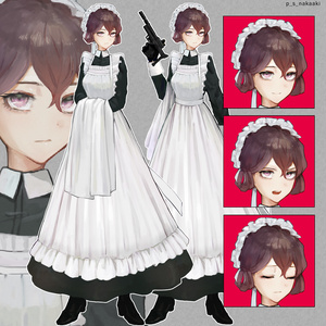 【無料フリー素材】メイド 通常・銃装備ポーズ差分あり