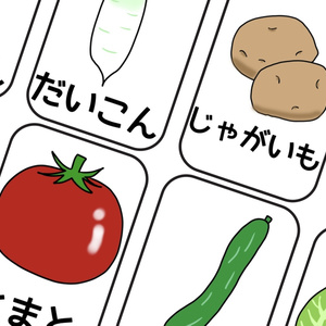 【食育カード】野菜8種類セット｜A4印刷用PDF 保育園・幼稚園向け／ことばあそび・分類遊び