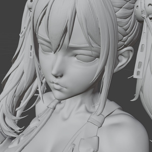 サイバーパンクガール 3Dプリント可能フィギュア