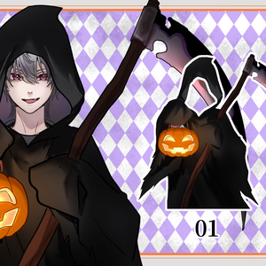 【VTuber素材商用可】なりきり死神コスチューム / 顔はめ衣装 [Grim Reaper Outfit / Halloween Assets]