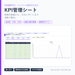 【Excelテンプレート】SNS運用代行のKPI管理・月次レポート｜買い切り・自動集計