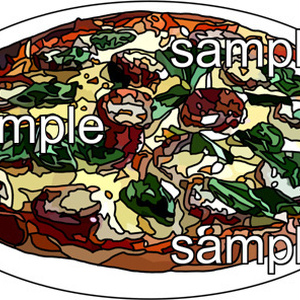 料理ピザのイラスト、背景透明切り抜き画像