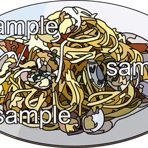 料理ボンゴレのイラスト、背景透明切り抜き画像