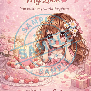 LiA-to. Birthday Card Template ～Pink Sweet Party Edition～