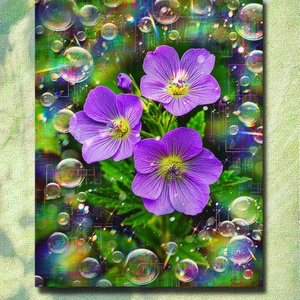 a-2420 春光満ちる紫の彩 Blessed Violet Spring キャンバスアート - F6