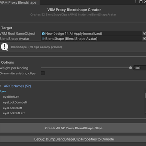 [VRM] ARKIT 52 Blendshape Clipping List Create