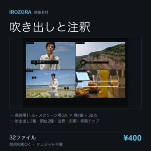 IROZORA TITLES vol.2｜吹き出しと注釈 32点 商用利用OK