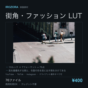 IROZORA STREET LUT vol.11｜街角・ファッション 76点 商用利用OK